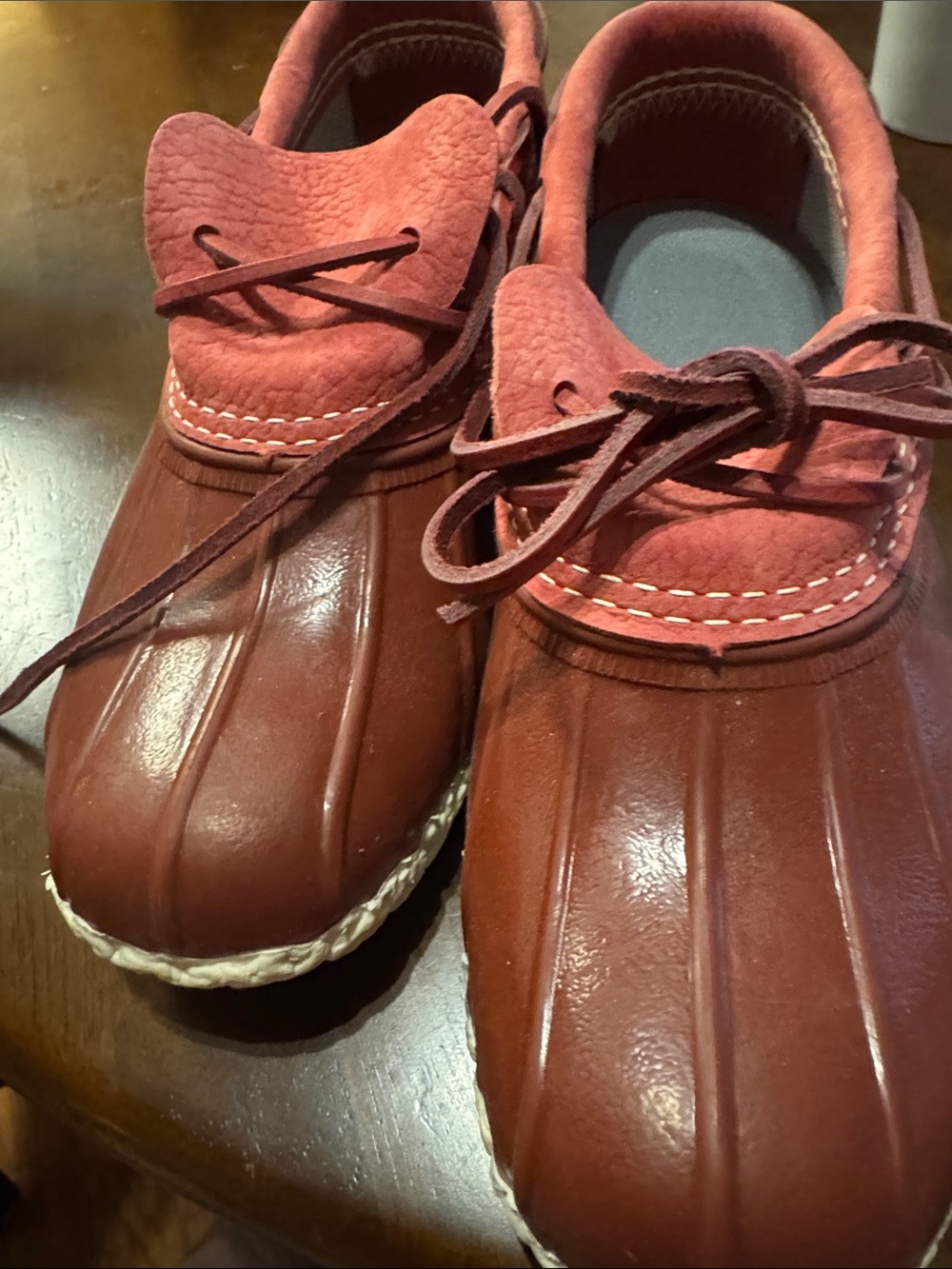 L.L. Bean Women's Brown and Red Leather Duck Boots
